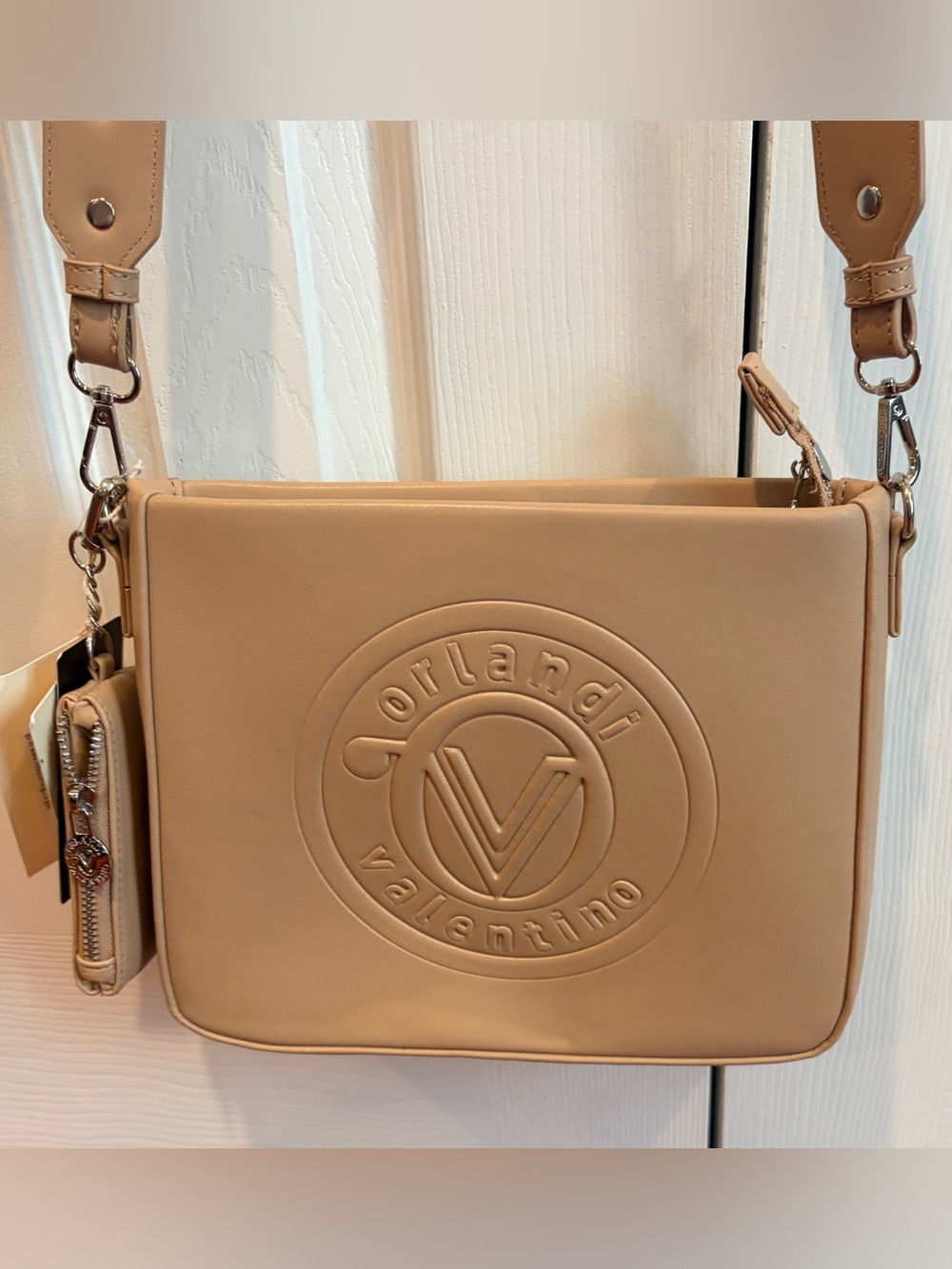 NWT Valentino Orlandi Crossbody Bag and Matching Wallet - Taupe